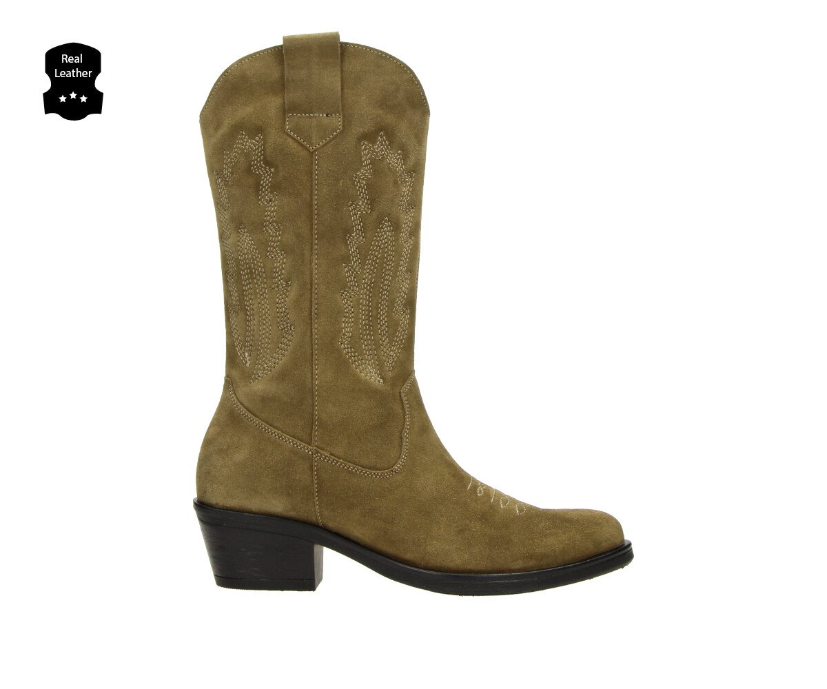 Cafe Moda Western hoog leather suede Bruin Blue Line Zeewolde